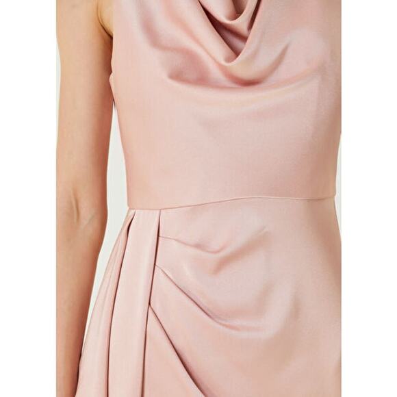 Aidan Mattox Satin Cowl Neck Sleeveless Side Ruffle Gown Maxi Dress Size 8 NWOT - Picture 3 of 14